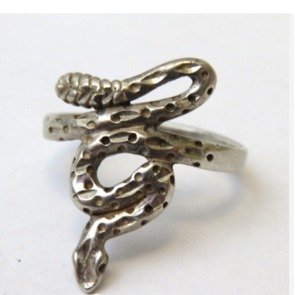 Sterling Silver Textured Rattle Snake Ring - Picture 1 of 5